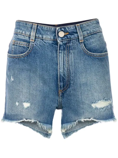 Stella Mccartney Jeans-shorts In Distressed-optik In Blue