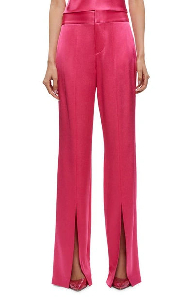 Alice And Olivia Alice And Oliva Jody Satin High Waist Slit Front Pants In Candy