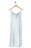 Bebe Satin Cowl Neck Midi Dress In Light Blue