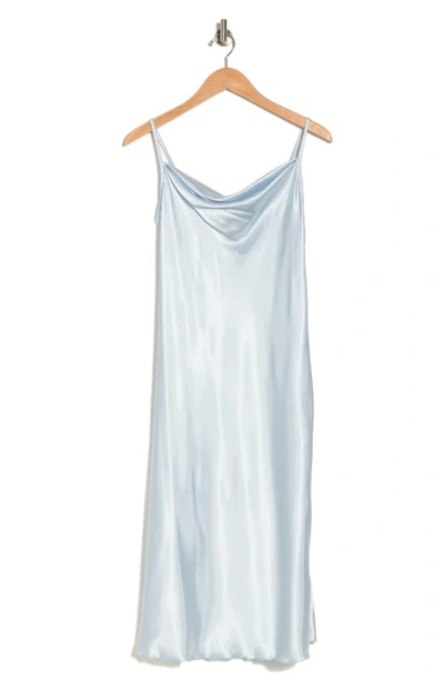 Bebe Satin Cowl Neck Midi Dress In Light Blue