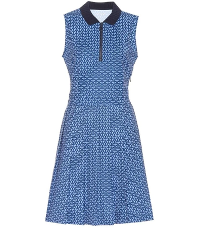 Tory Sport Printed Pleated Golf Dress In Blue