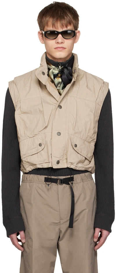 Our Legacy Cropped Exhale Puffa Vest In Beige