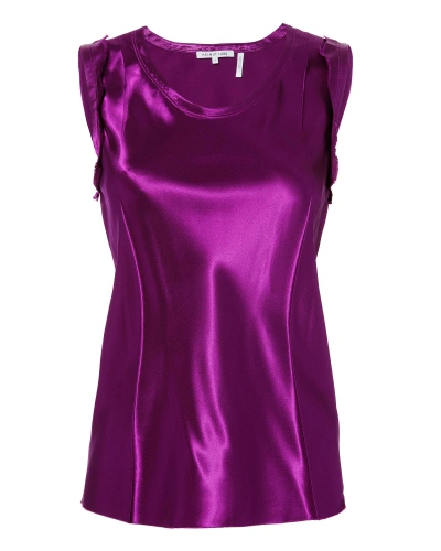 Helmut Lang Raw Edged Satin Top In Purple