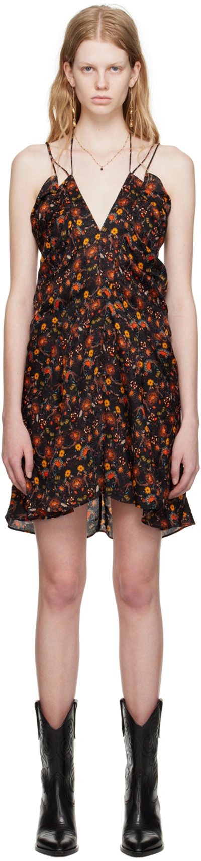 Isabel Marant Presly Floral Silk-blend Minidress In Black