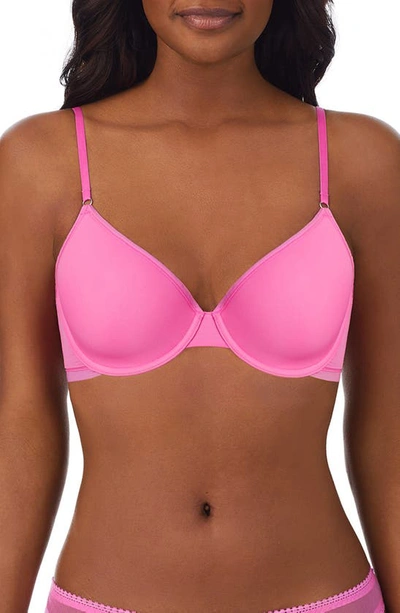 On Gossamer Next To Nothing Micro T-shirt Underwire Bra In Bright Pink
