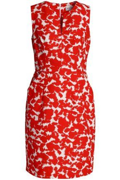Milly Woman Printed Cotton-faille Mini Dress Red