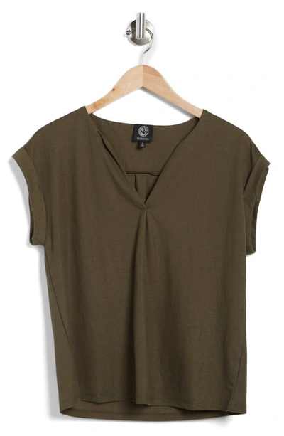 Bobeau Dolman Sleeve Piqué T-shirt In Olive