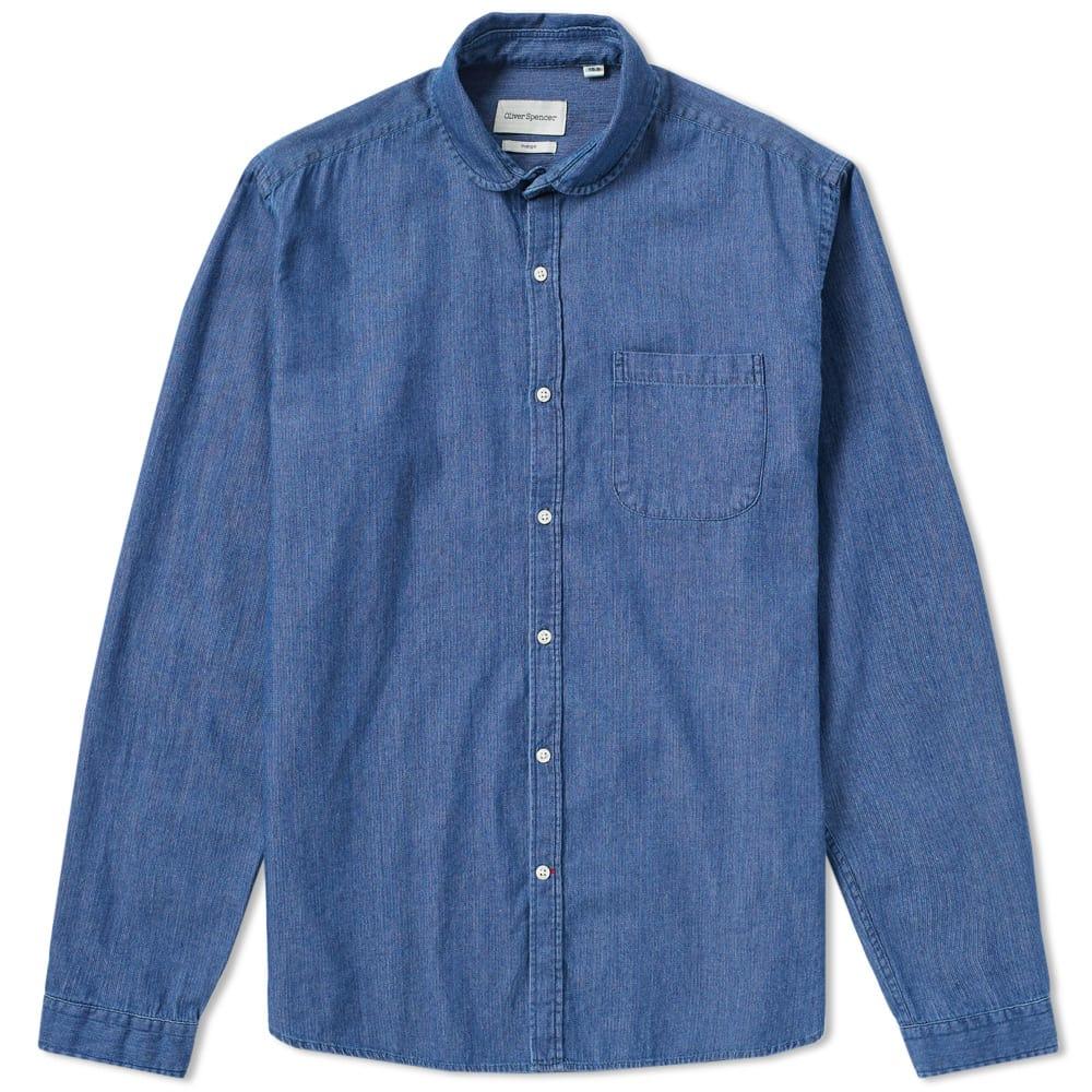 Oliver Spencer Eton Collar Shirt In Blue | ModeSens