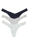 Calvin Klein Refined Ribbed Thongs In Aax Shoreline/s