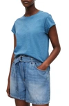 Allsaints Womens Aruba Blue Anna Crewneck Organic-cotton T-shirt