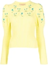 Cormio Oma Knitted Cotton Embroidered Sweater In Yellow