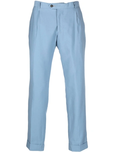 Reveres 1949 Pressed-crease Straight-leg Tailored Trousers In Blue