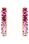 Effy 14k Rose Gold Pink Sapphire Hoop Earrings In Multi