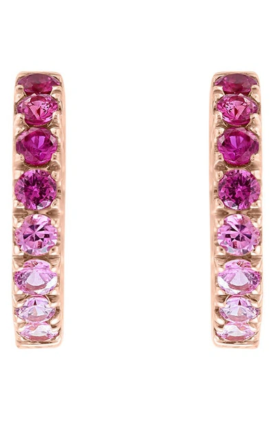 Effy 14k Rose Gold Pink Sapphire Hoop Earrings In Multi