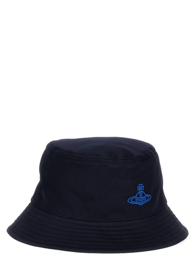 Vivienne Westwood Cotton Logo Bucket Hat In Blue