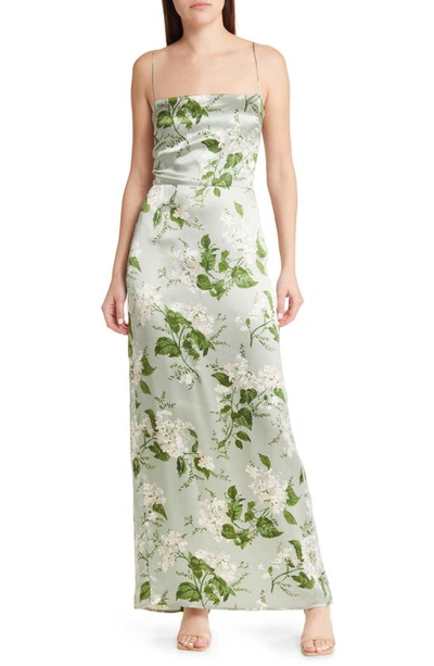 Reformation Frankie Floral-print Silk Dress In Green,multi