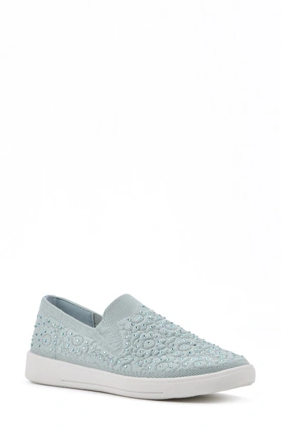 White Mountain Footwear Unit Knit Slip-on Sneaker In Cotton Blue/ Fabric