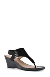 White Mountain Footwear All Dres Wedge Sandal In Black/ Patent/ Smooth