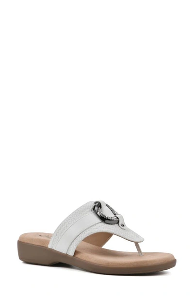 Cliffs By White Mountain Benedict Wedge Thong Sandal In White/ Woven