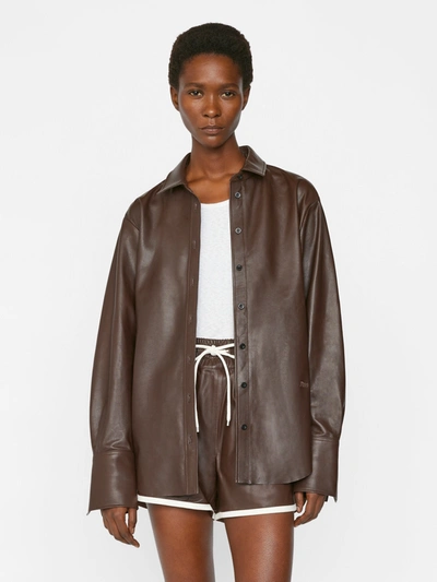 Frame The Oversized Leather Shirt Brown