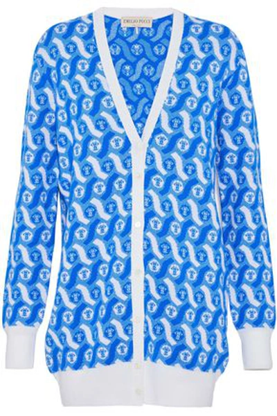 Emilio Pucci Jacquard-knit Merino Wool Cardigan In Bright Blue