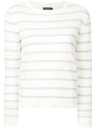 Loveless Striped Lurex Sweater In White