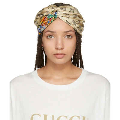 Gucci Invite And Flowers-print Silk Headband In Multicoloured