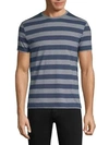 Isaia Striped Cotton T-shirt In Navy