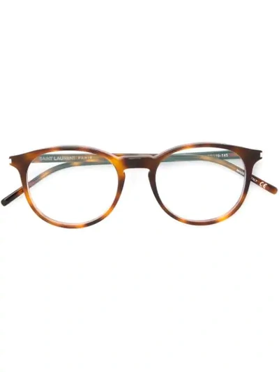 Saint Laurent Tortoiseshell Effect Glasses In Brown