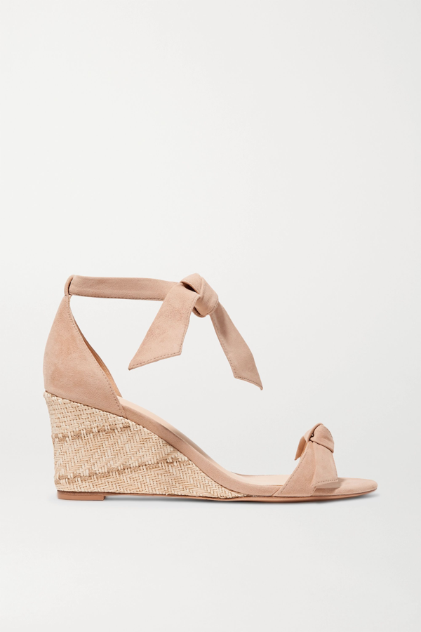 Alexandre Birman Clarita Bow-embellished Suede Espadrille Wedge Sandals ...