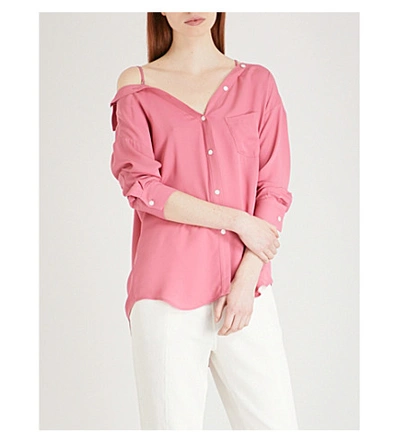 Theory Tamalee Silk Shirt In Orchid Pink