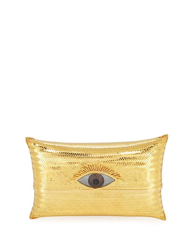 Begüm Khan Evil Eye Cushion Large Minaudiere Clutch Bag, Gold