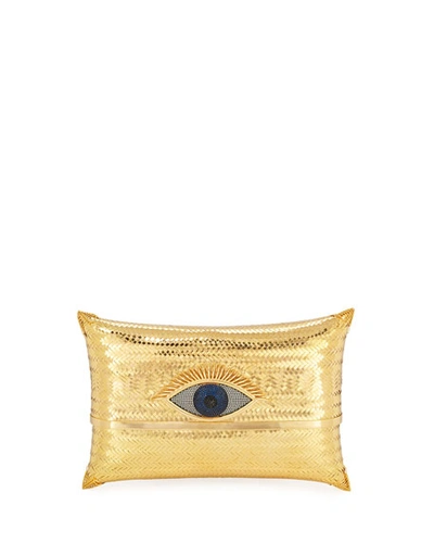 Begüm Khan Evil Eye Cushion Small Minaudiere Clutch Bag, Gold