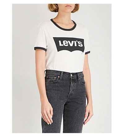 Levi's The Perfect Ringer Cotton-jersey T-shirt In Batwing Cloud Dancer