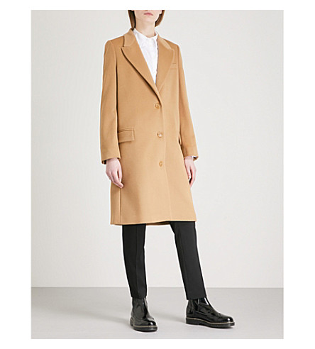 Wool And Cashmere-blend Coat In Camel 
