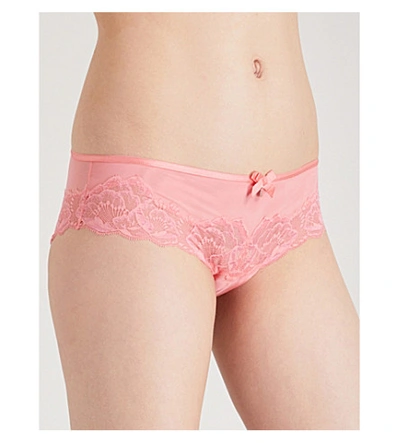 Chantelle Orangerie Mesh And Lace Hipster Briefs In Grapefruit