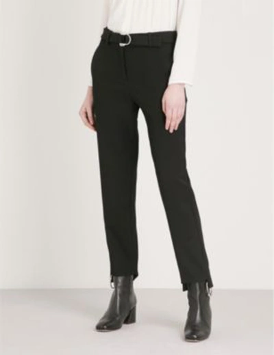 Maje Palmy High-rise Tapered Woven Trousers In Black