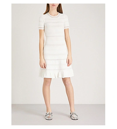 Sandro Ribbed-knit Dress In Ecru