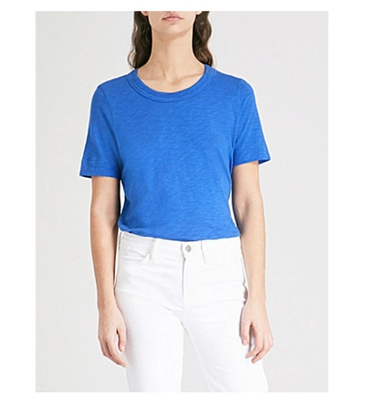 Whistles Rosa Double-trim Cotton T-shirt In Blue