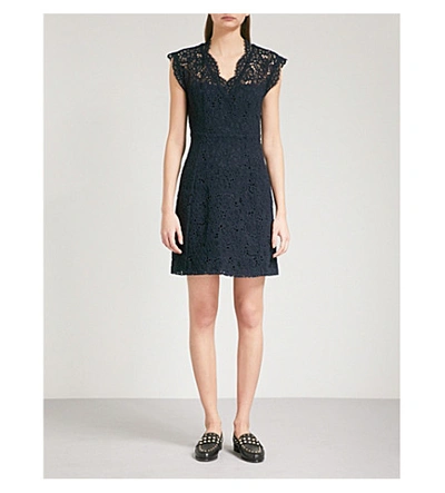 Claudie Pierlot V-neck Floral-lace Dress In Blue