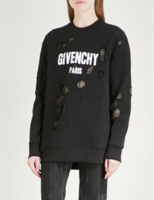 givenchy distressed logo sweatshirt