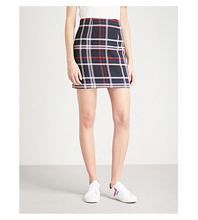 Claudie Pierlot Checked Woven Skirt In Blue