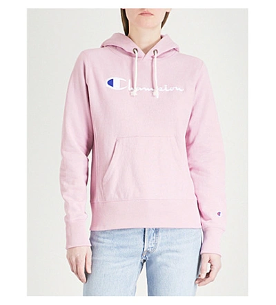 Champion Logo-embroidered Cotton-jersey Hoody In Mau