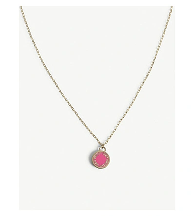 Marc Jacobs Enamel Logo Disc Necklace In Neon Pink