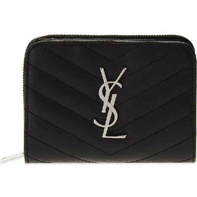 Saint Laurent Monogram Quilted Leather Purse In Nero