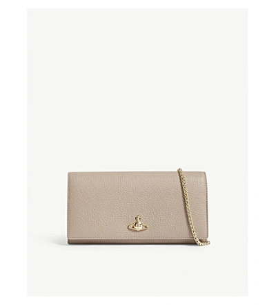 Vivienne Westwood Balmoral Grained Leather Wallet-on-chain In Taupe