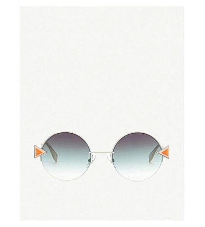 Fendi Ff0243/s Irregular Round Sunglasses In Silver Green