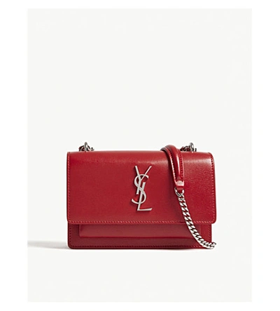 Saint Laurent Monogram Sunset Leather Wallet-on-chain In Rouge