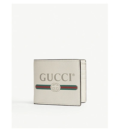Gucci Logo Grained Leather Billfold Wallet In White