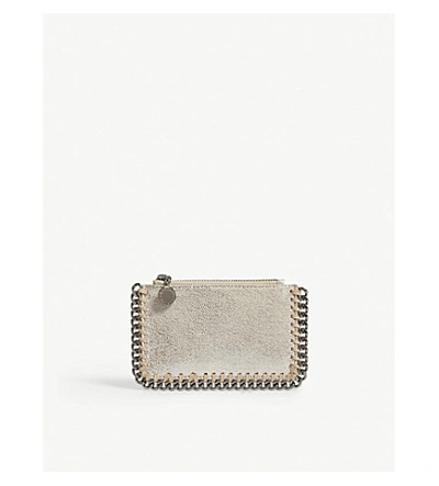 Stella Mccartney Falabella Faux-leather Card Holder In Pale Gold